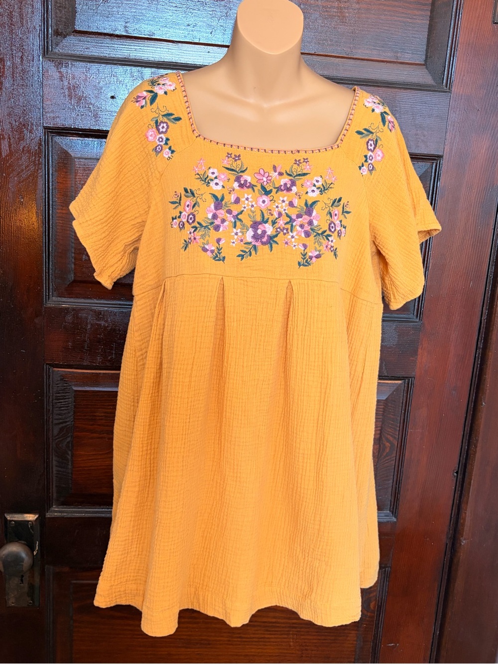 Andree Sunflower Yellow Embroidered Mini Dress